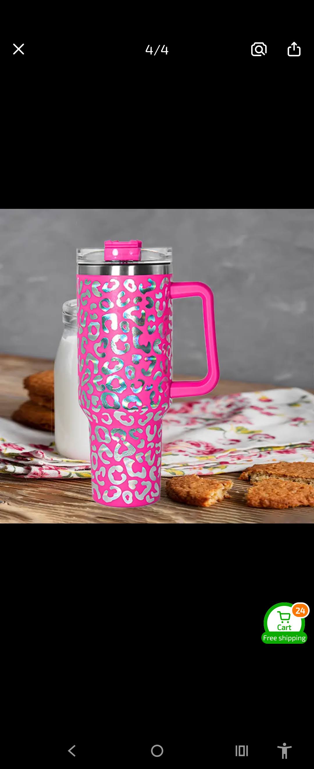 40 oz Print Tumbler with lid and straw.